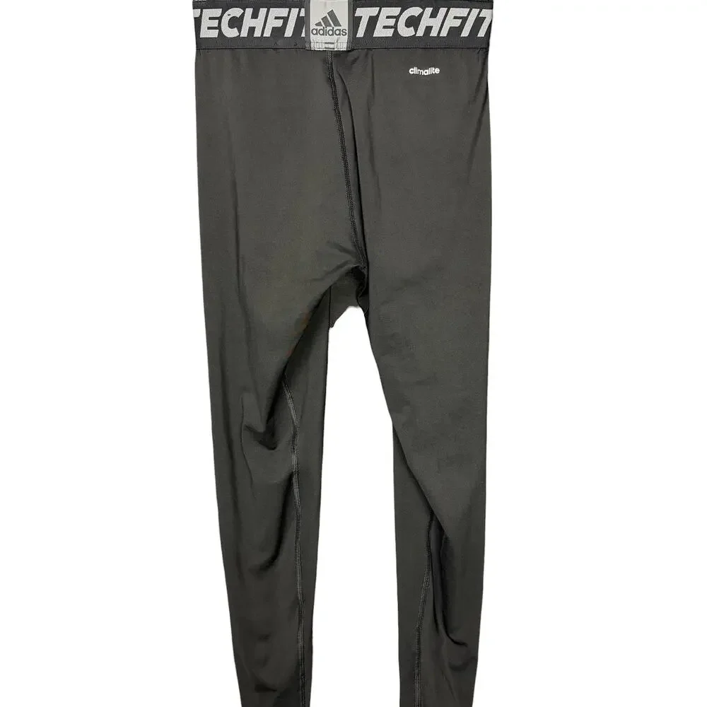 Adidas Mens Large Black Techfit Compression Training Long Tights Gym Workout